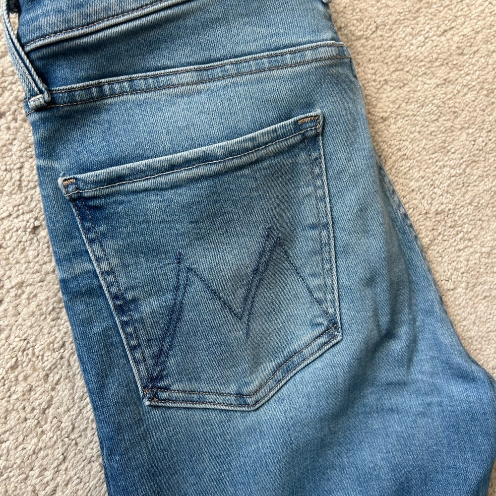 MOTHER High Rise Blue Jeans with Signature Stitching - Picture 2 of 6